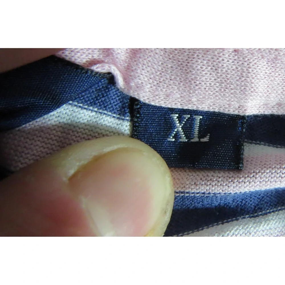 Polo Golf Ralph Lauren Shirt Men XL Pima Cotton Striped Pink Navy Blue Short